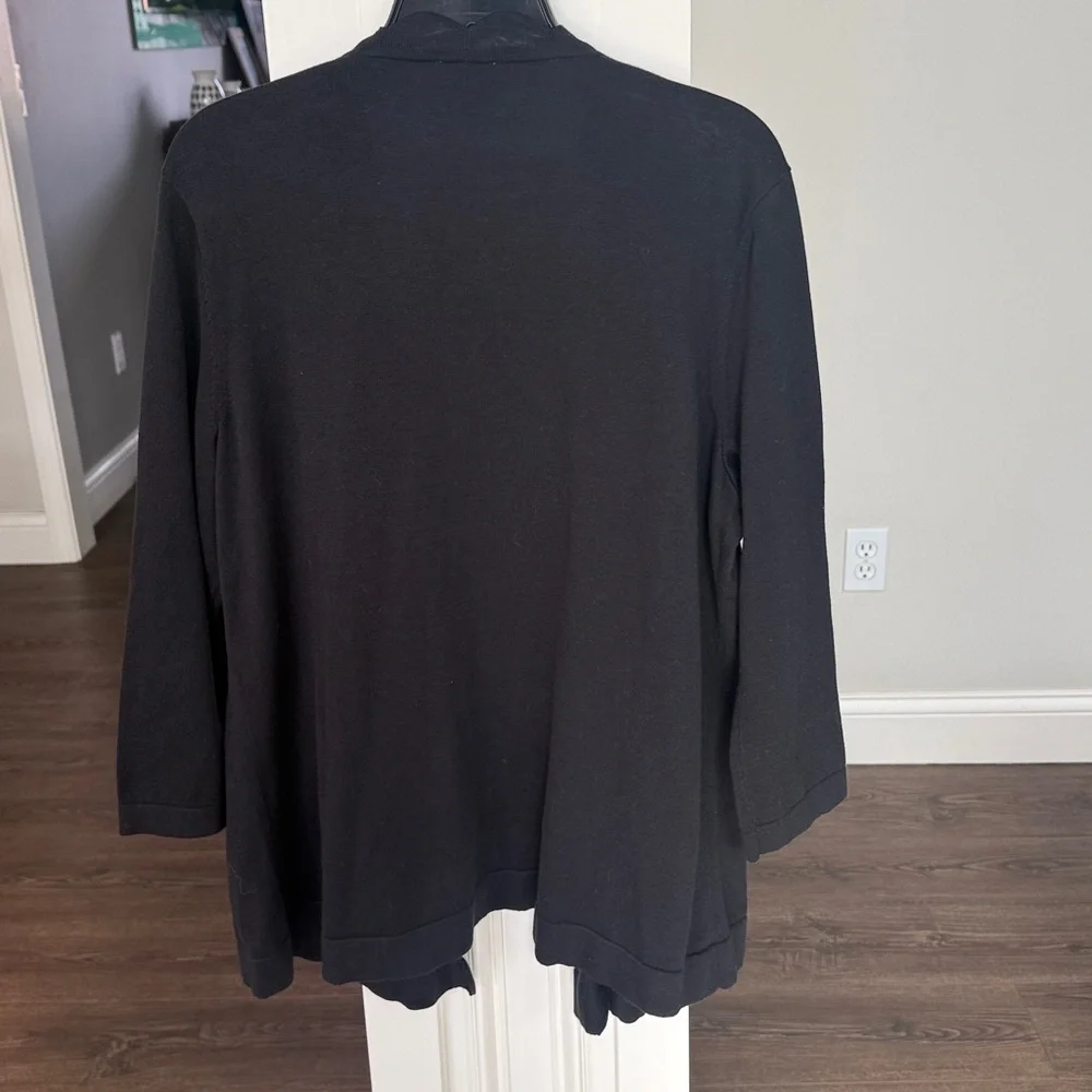 Talbots NWOT Black Scallop-Edge Open Cardigan 1X - Picture 6 of 8